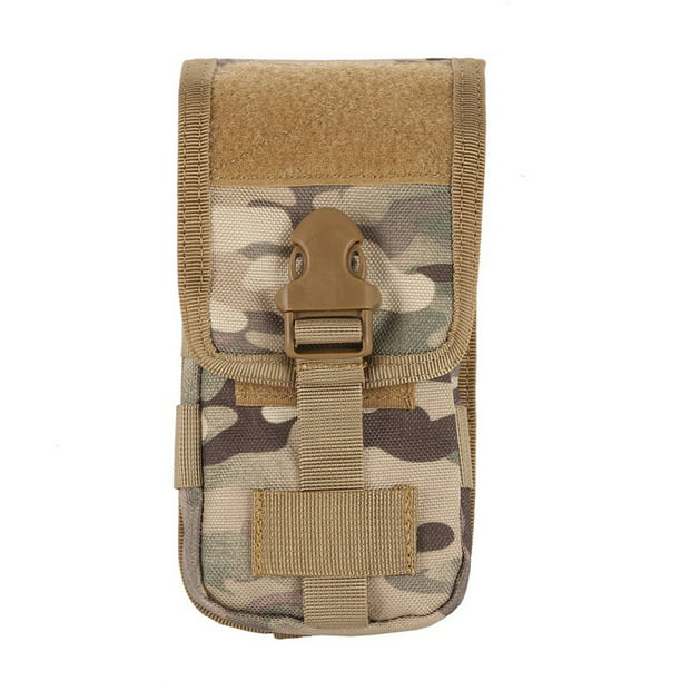 Small Tactical Molle Waist Belt Bag Outdoor Hiking Hunting Phone Pouch Brown